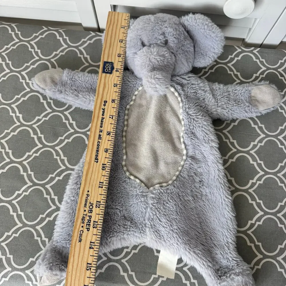 Kellytoy Elephant Lovey Rattle Security Blanket Gray Plush Toy Collectible